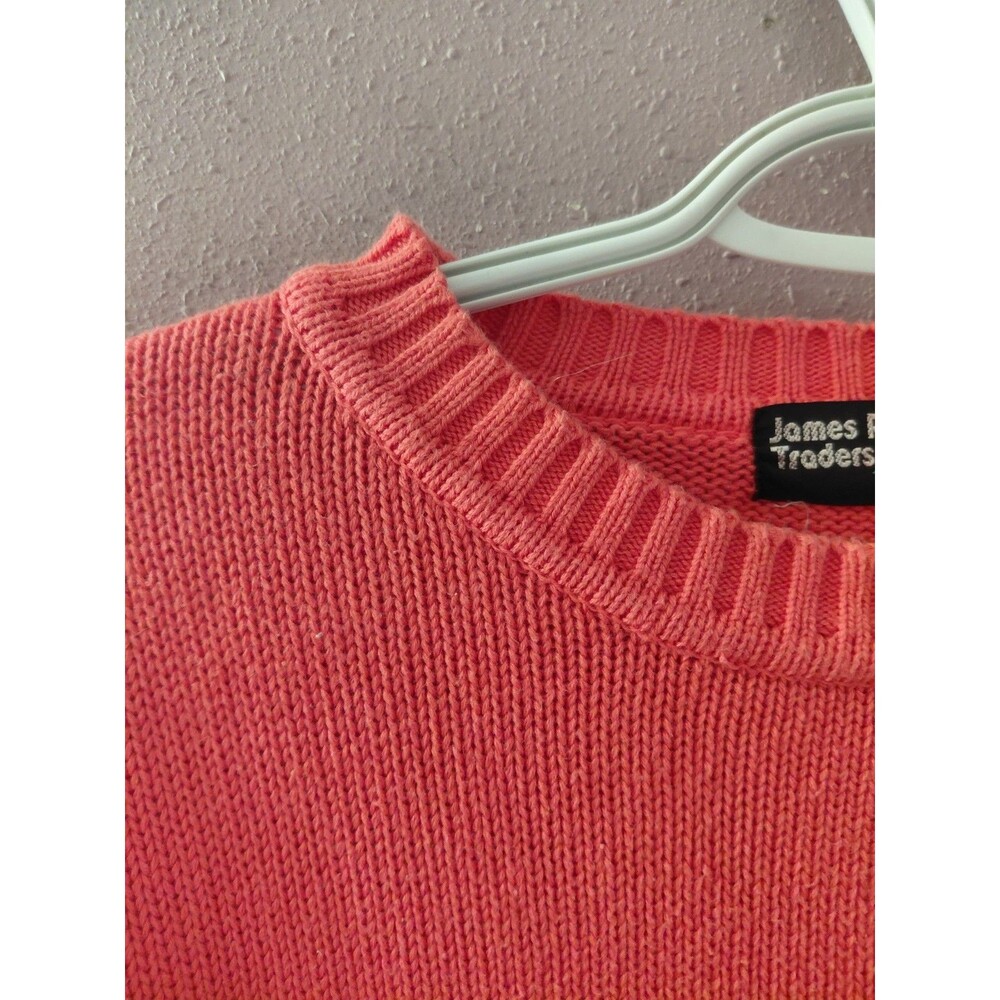 Vintage James River Traders Sweater Mens Medium Orange Striped 100% Cotton 80s - Picture 3 of 9